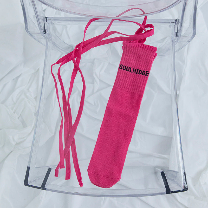 Cross Tie Socks Female Ins Eye-catching Tide Socks Calf Socks Medium Tube Socks - Bellarte Enchanté Cross Tie Socks Female Ins Eye-catching Tide Socks Calf Socks Medium Tube Socks